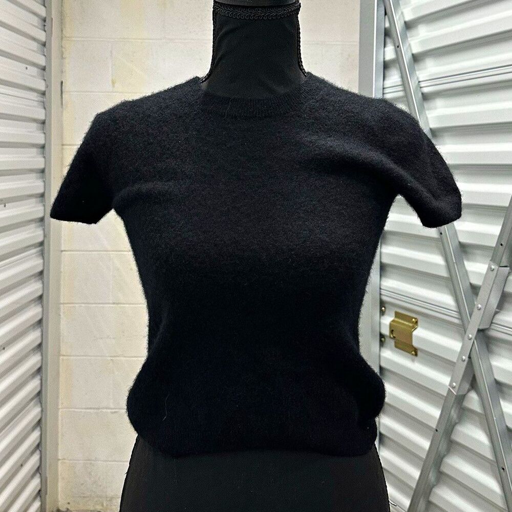 Quince 100% Cashmere Short Sleeve Sweater Tee Black Women’s Medium Crewneck